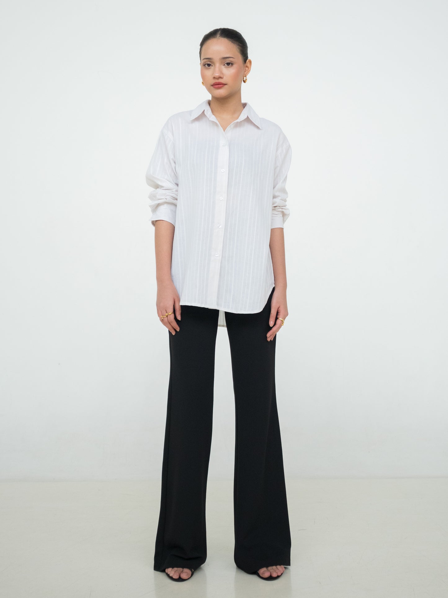 Alicia Embroidery Oversized Shirt - Bright White
