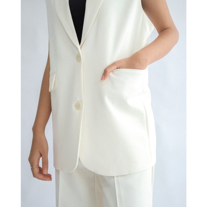Vania Vest Blazer With Vents All Colour - White