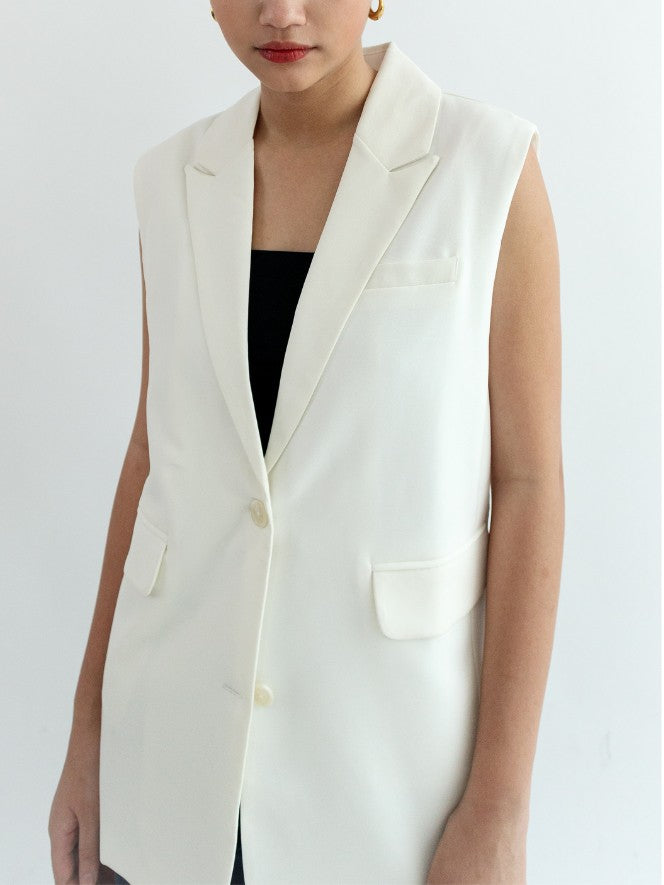 Vania Vest Blazer With Vents All Colour - White