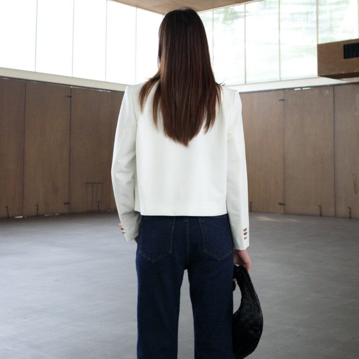 Valencia Collarless Jacket - Broken White