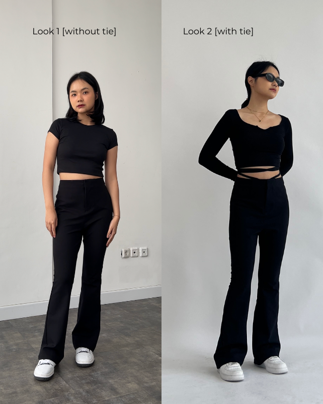 Alaia Flare Pants with Adjustable Tie - Black