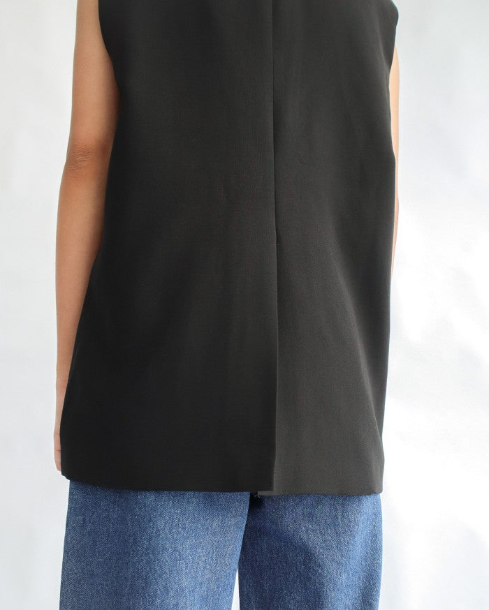Vania Vest Blazer With Vents All Colour - Black