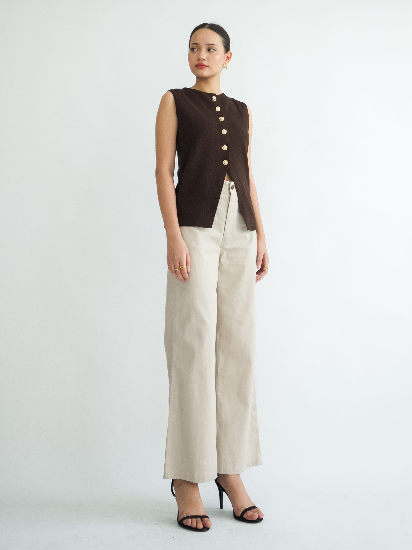 Amaia Wide Leg Twill - Sand