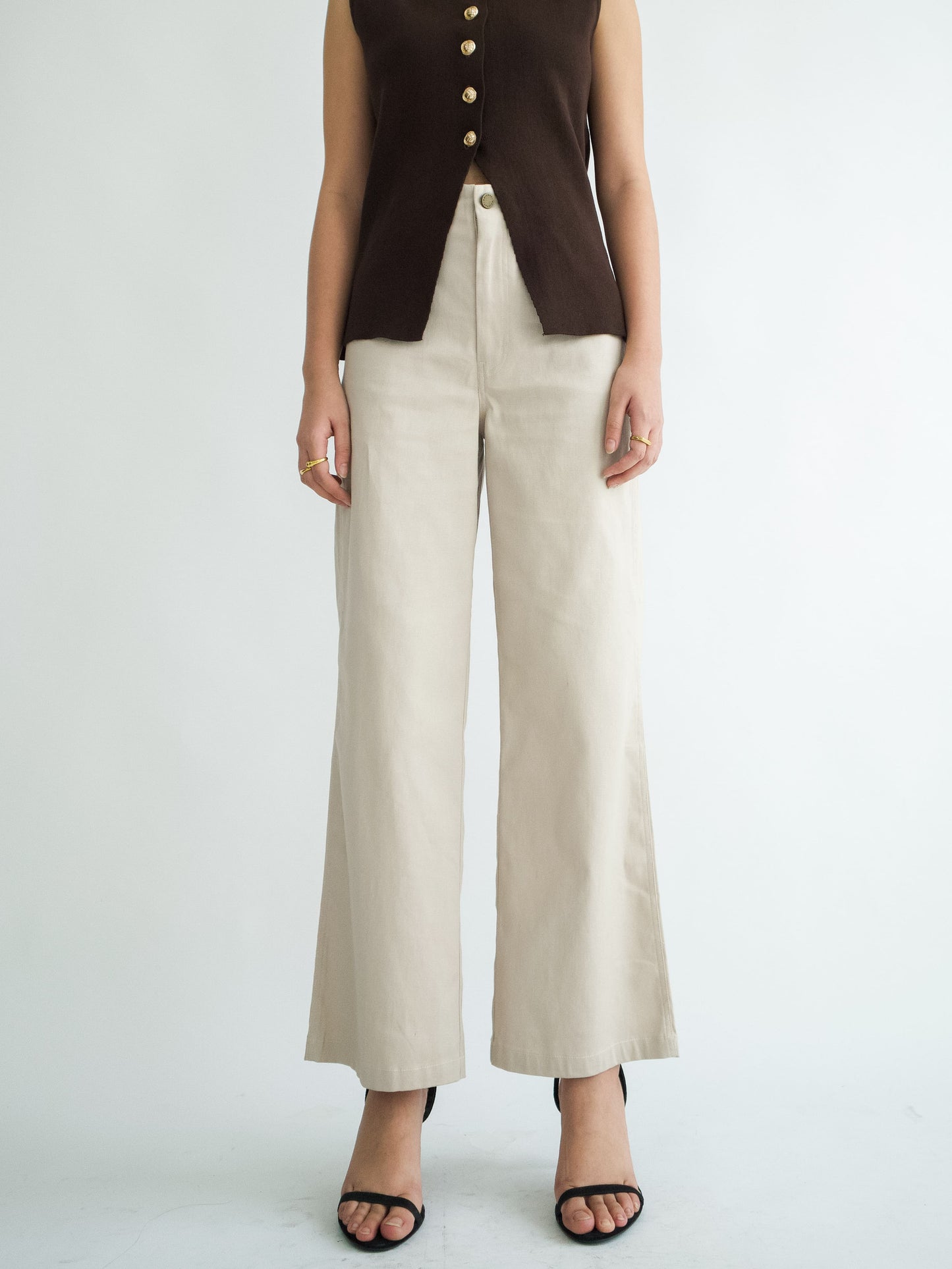 Amaia Wide Leg Twill - Sand