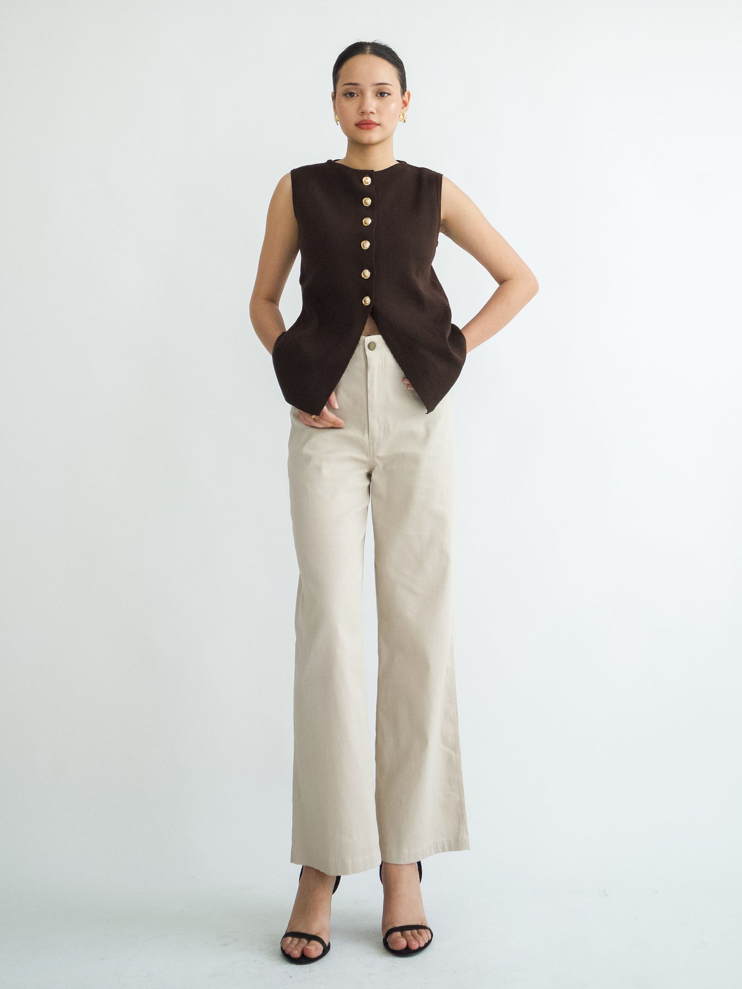 Amaia Wide Leg Twill - Sand