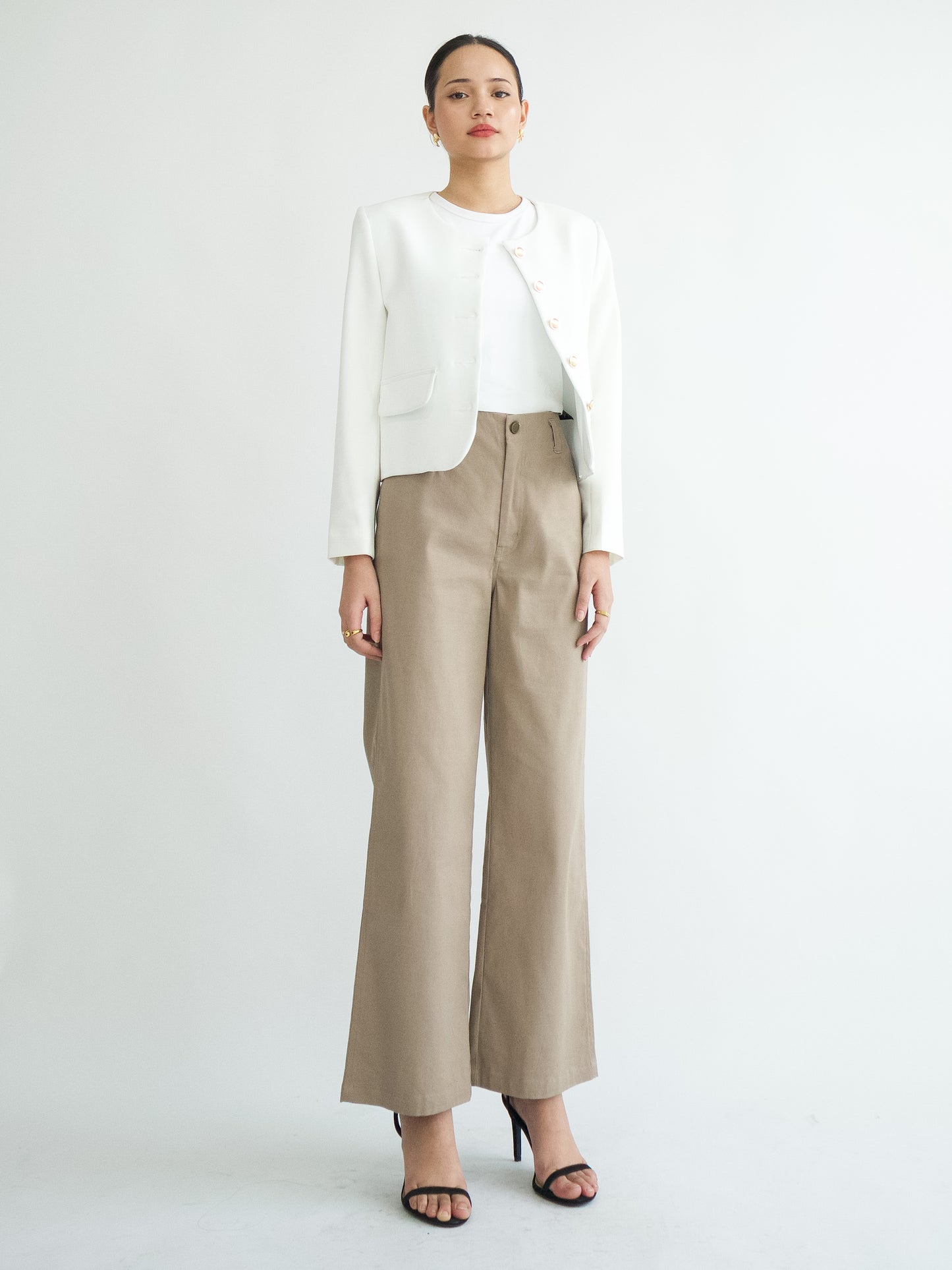 Amaia Wide Leg Twill - Taupe