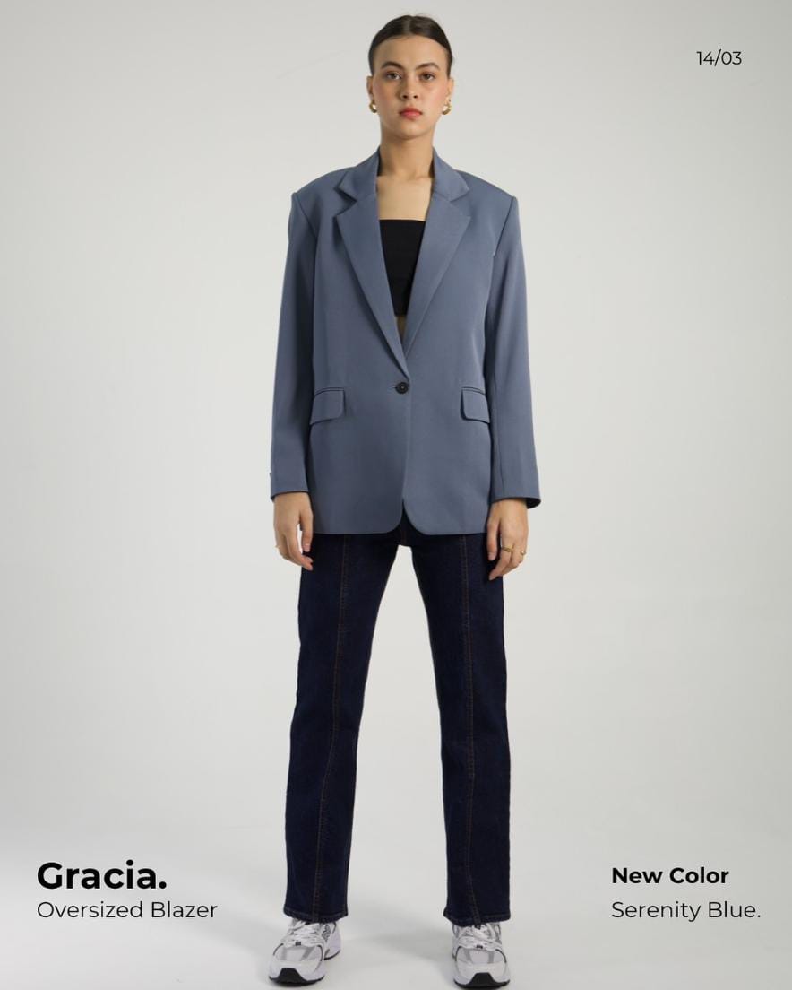 Gracia Oversized Blazer - Serenity Blue