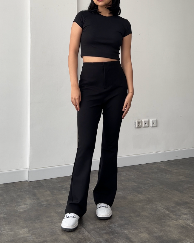 Alaia Flare Pants with Adjustable Tie - Black