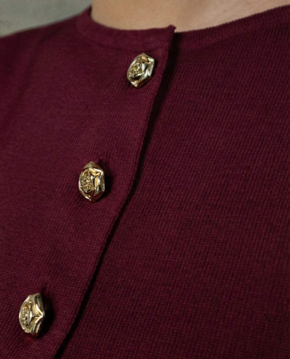 Anastasia Knit Waistcoat Top - Burgundy