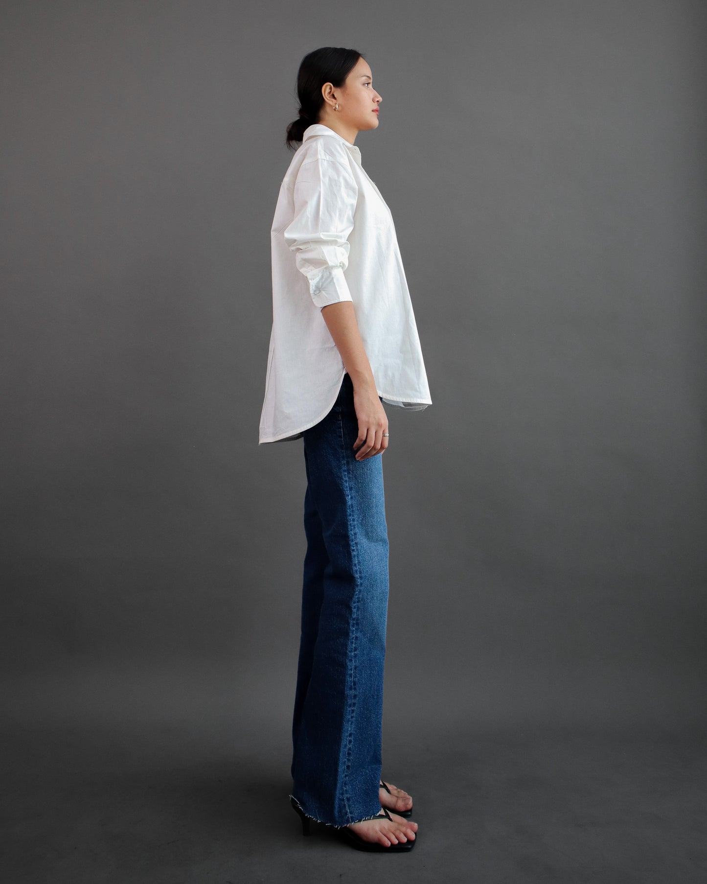 Tania Basic Oversized Shirt with Pocket - Broken White