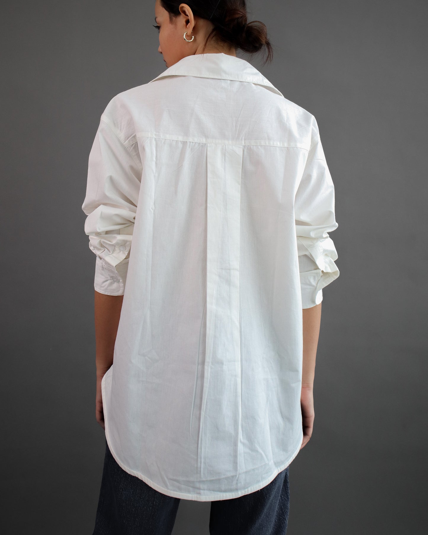 Tania Basic Oversized Shirt with Pocket - Broken White