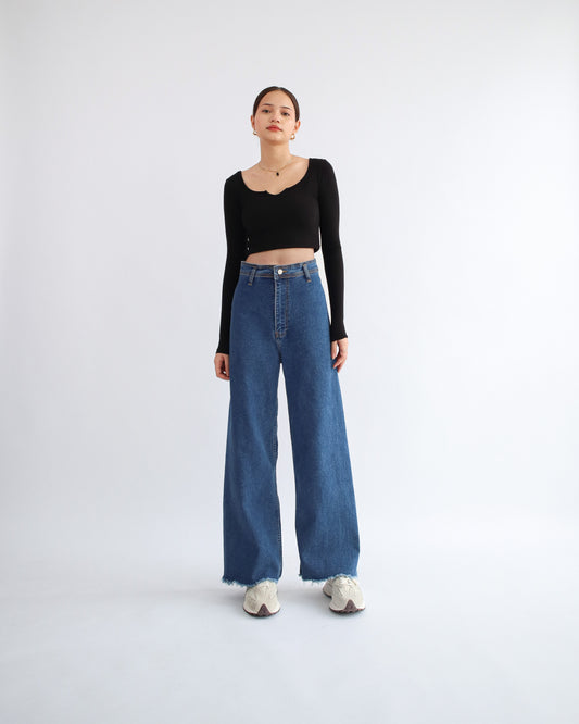 Gia Wide Leg Jeans - Medium Blue