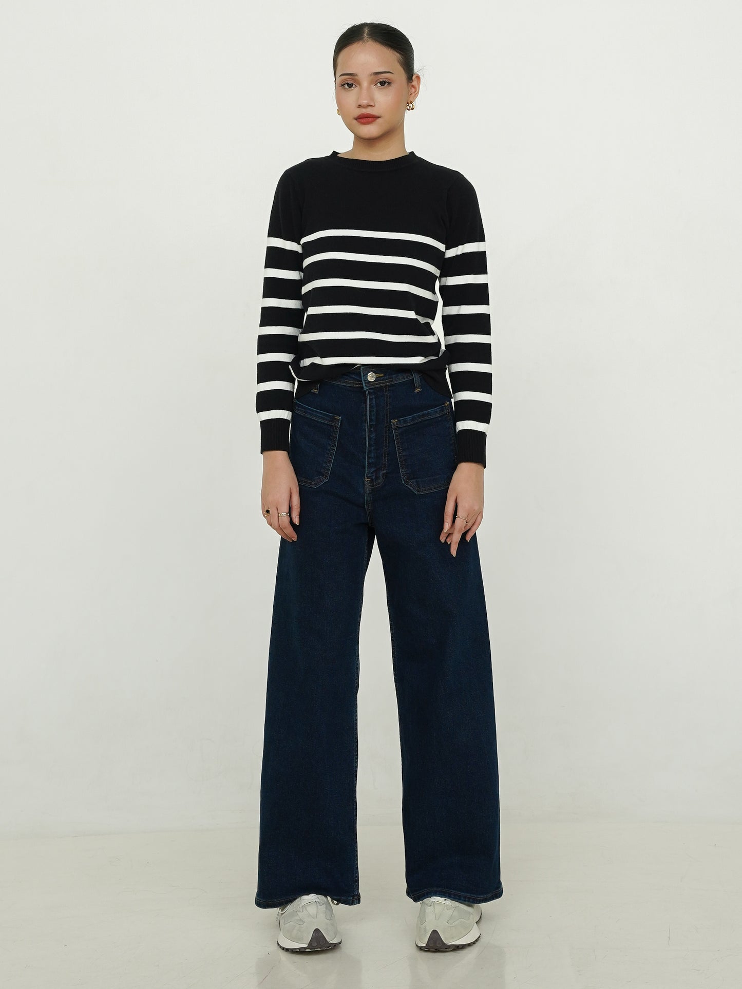 Kia Soft Knit Striped Sweater Black