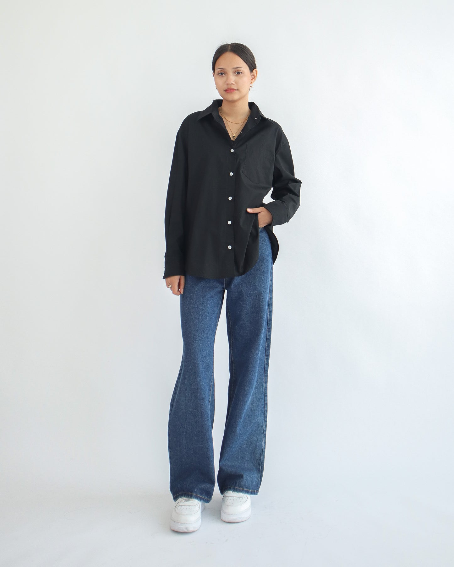 Tania Basic Oversized Shirt with Pocket
