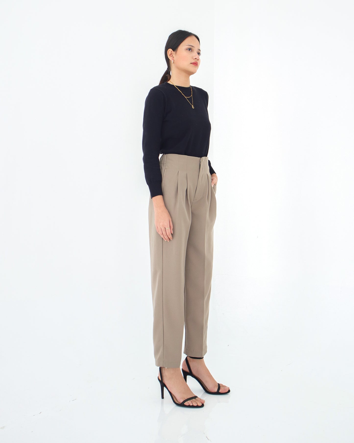 Tatia Highwaisted Ankle Pants with Darts