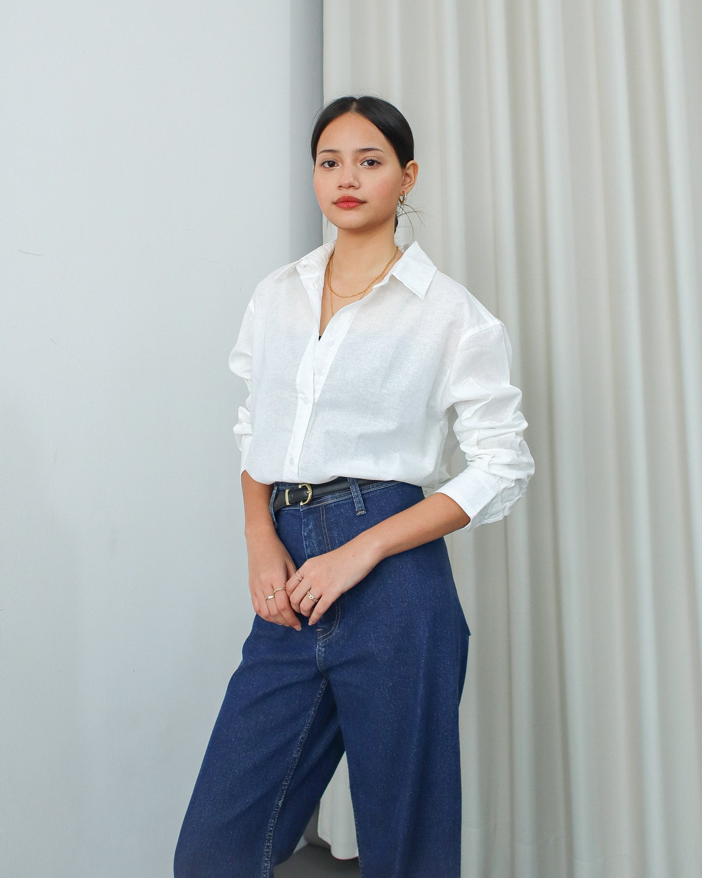 Francia Linen Oversized Shirt - White