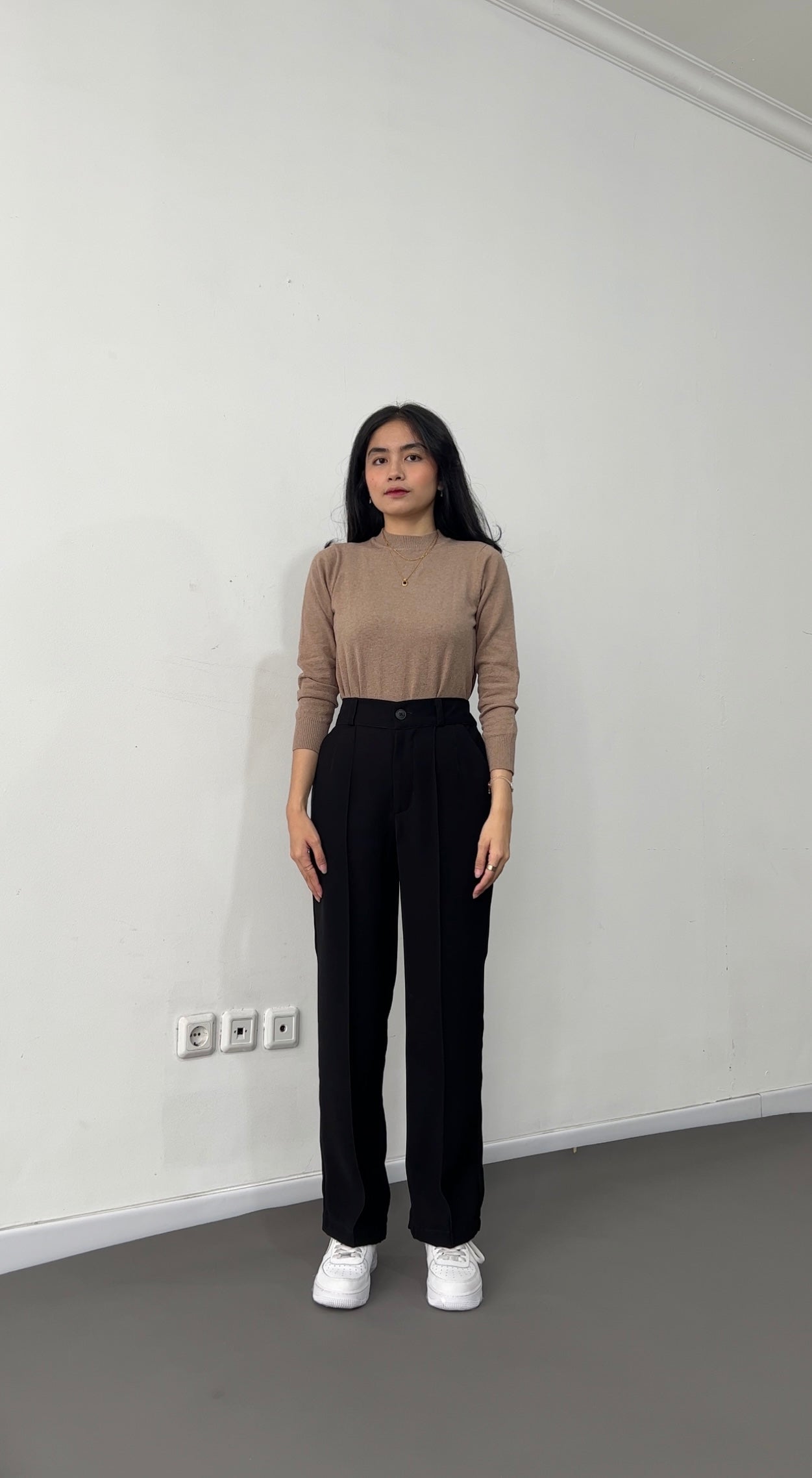 Valeria Mock Neck Knit Sweater - Mocca