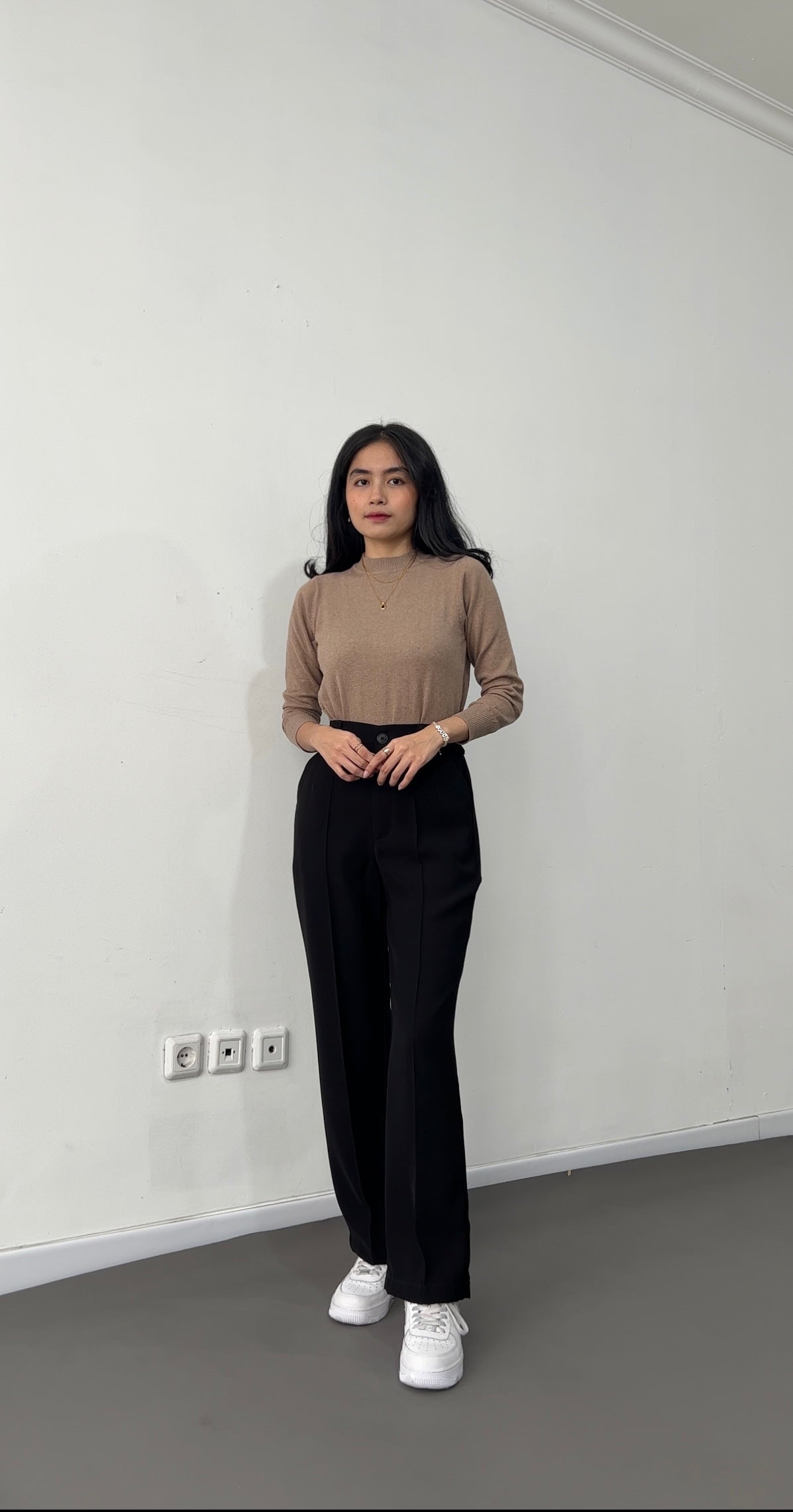 Valeria Mock Neck Knit Sweater - Mocca