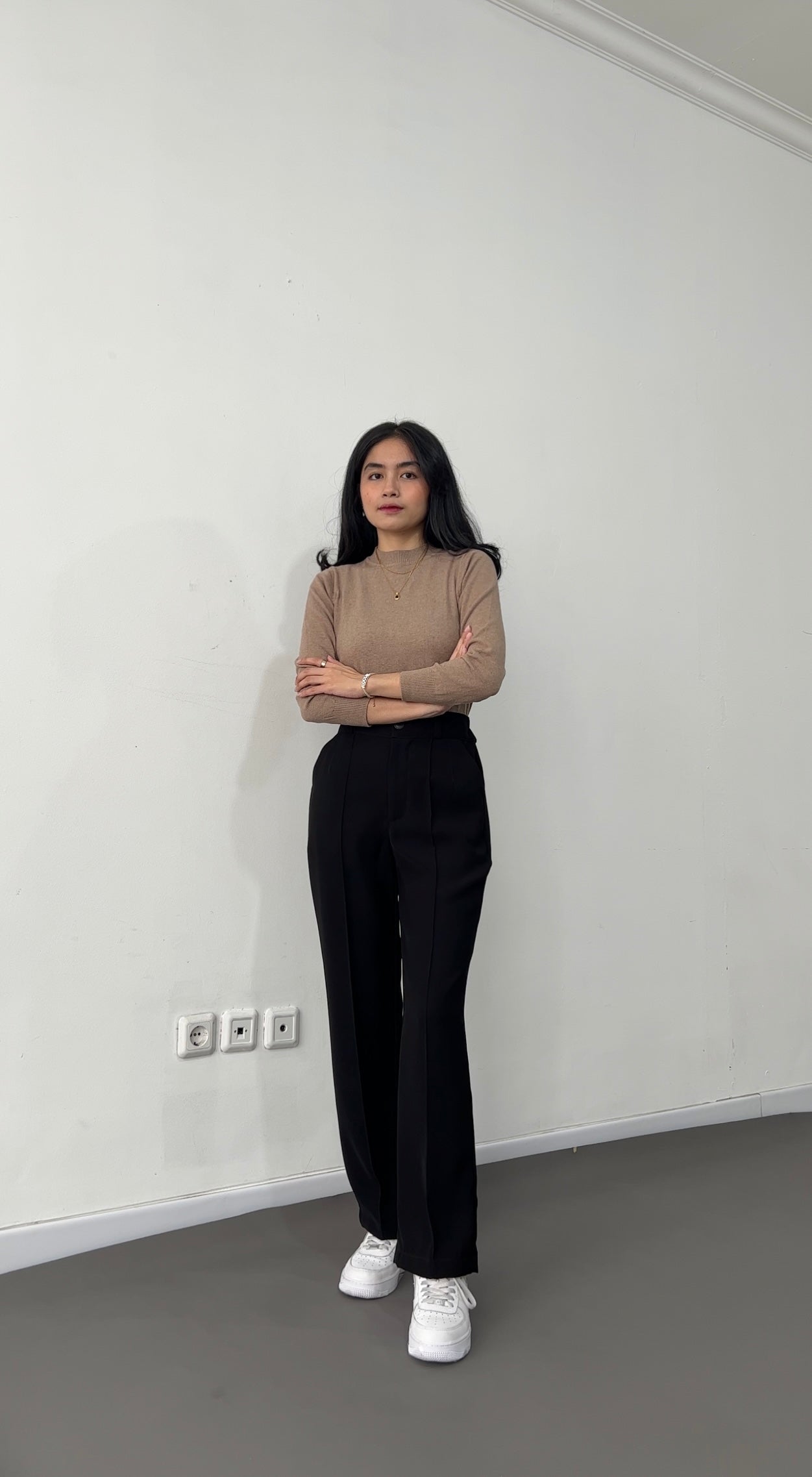Valeria Mock Neck Knit Sweater - Mocca