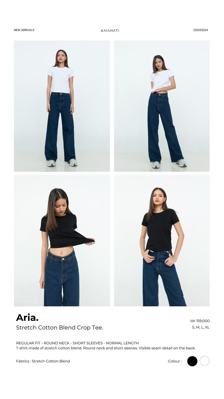 Aria Stretch Cotton Blend Cropped Tee White