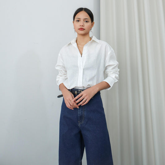 Francia Linen Oversized Shirt - White