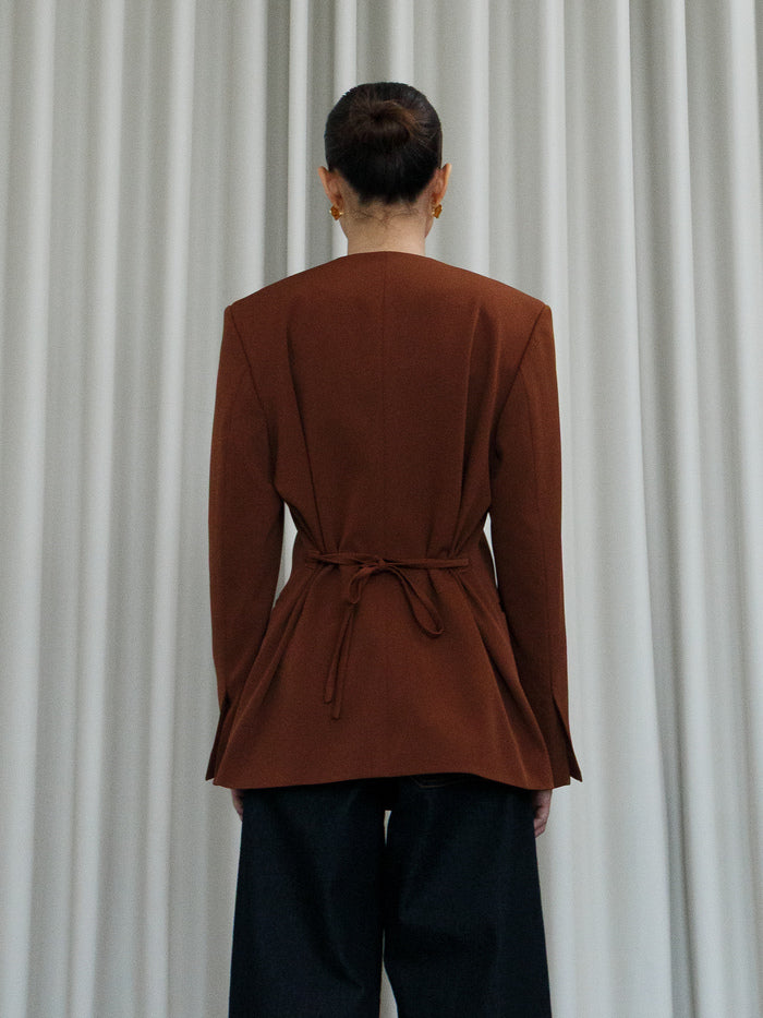 Alia Assymetric Blazer - Brown
