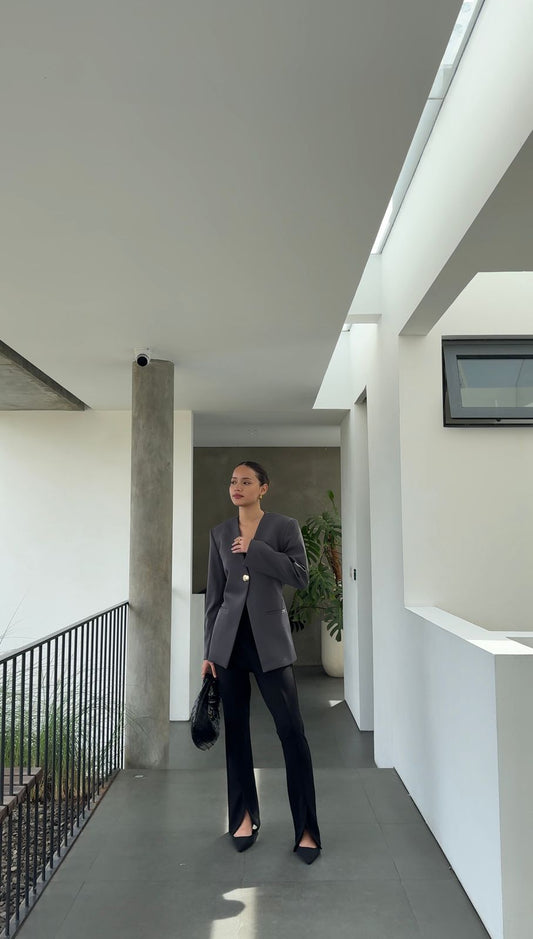 Alia Assymetric Blazer - Dark Grey