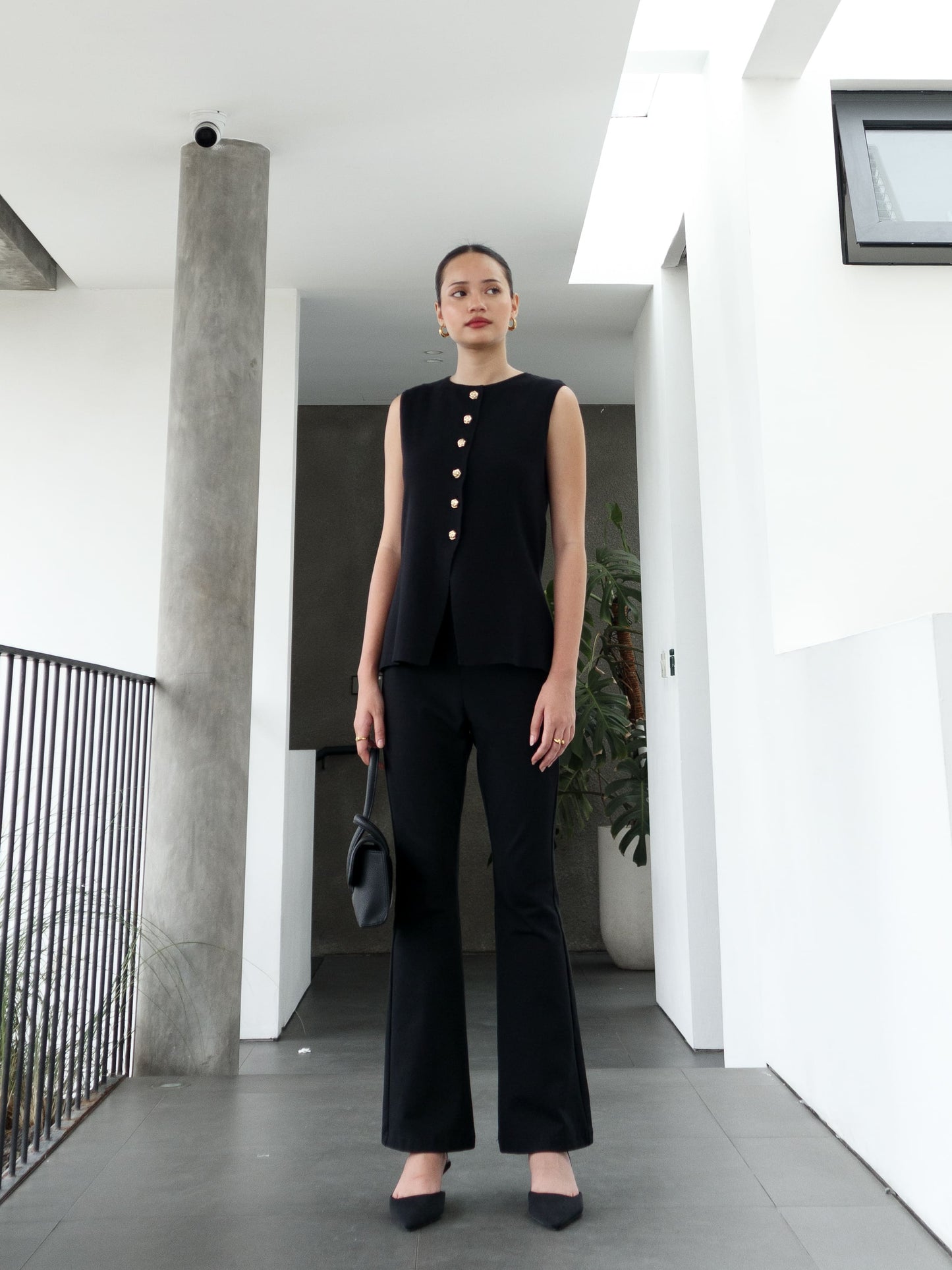 Anastasia Knit Waist Coat Top All Colours - Black