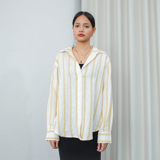 Francia Linen Oversized Shirt -  Mustard