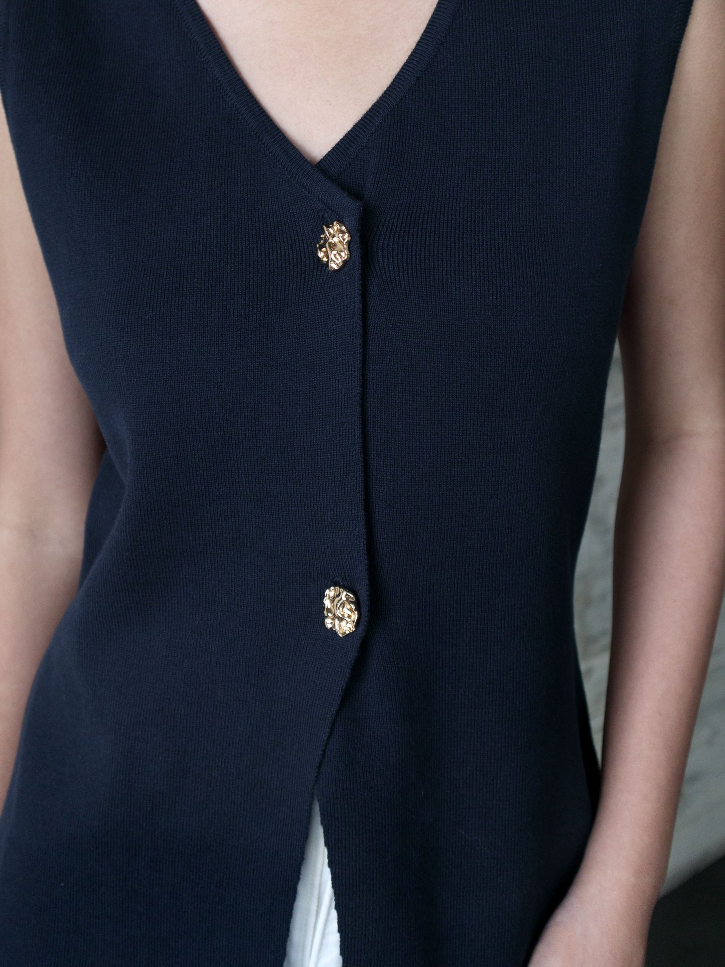 Florencia Knit Assymetric Top All Colours - Navy