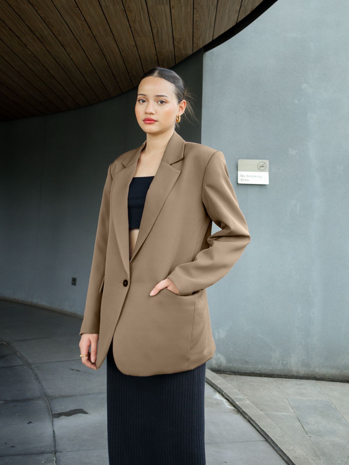 Gracia Oversized Blazer - Taupe