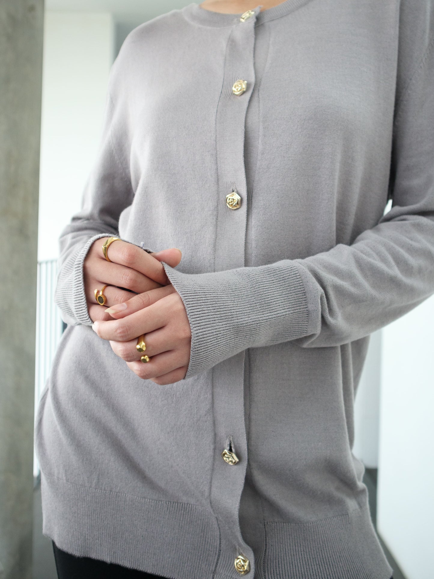 Salvia Basic Knit Cardigan - Brown