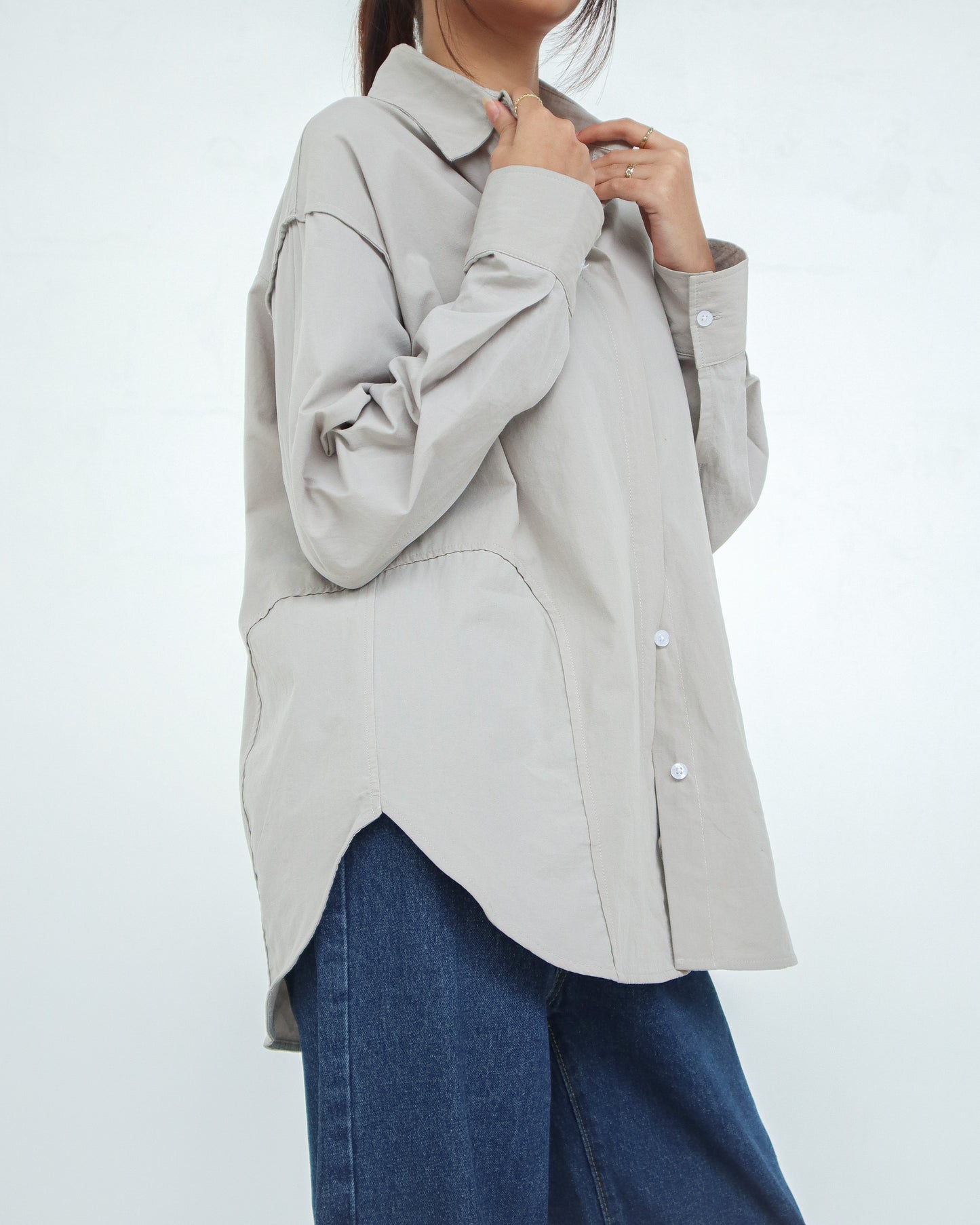 Stovia Crease Side Oversized Shirt