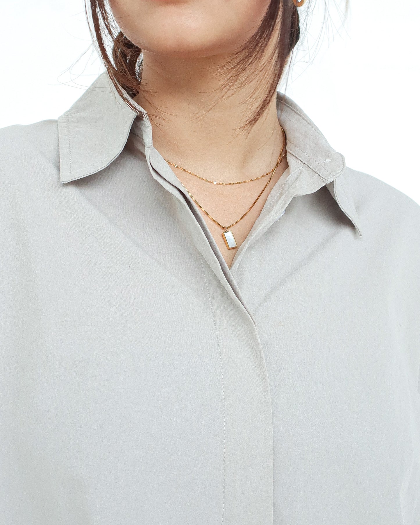Stovia Crease Side Oversized Shirt