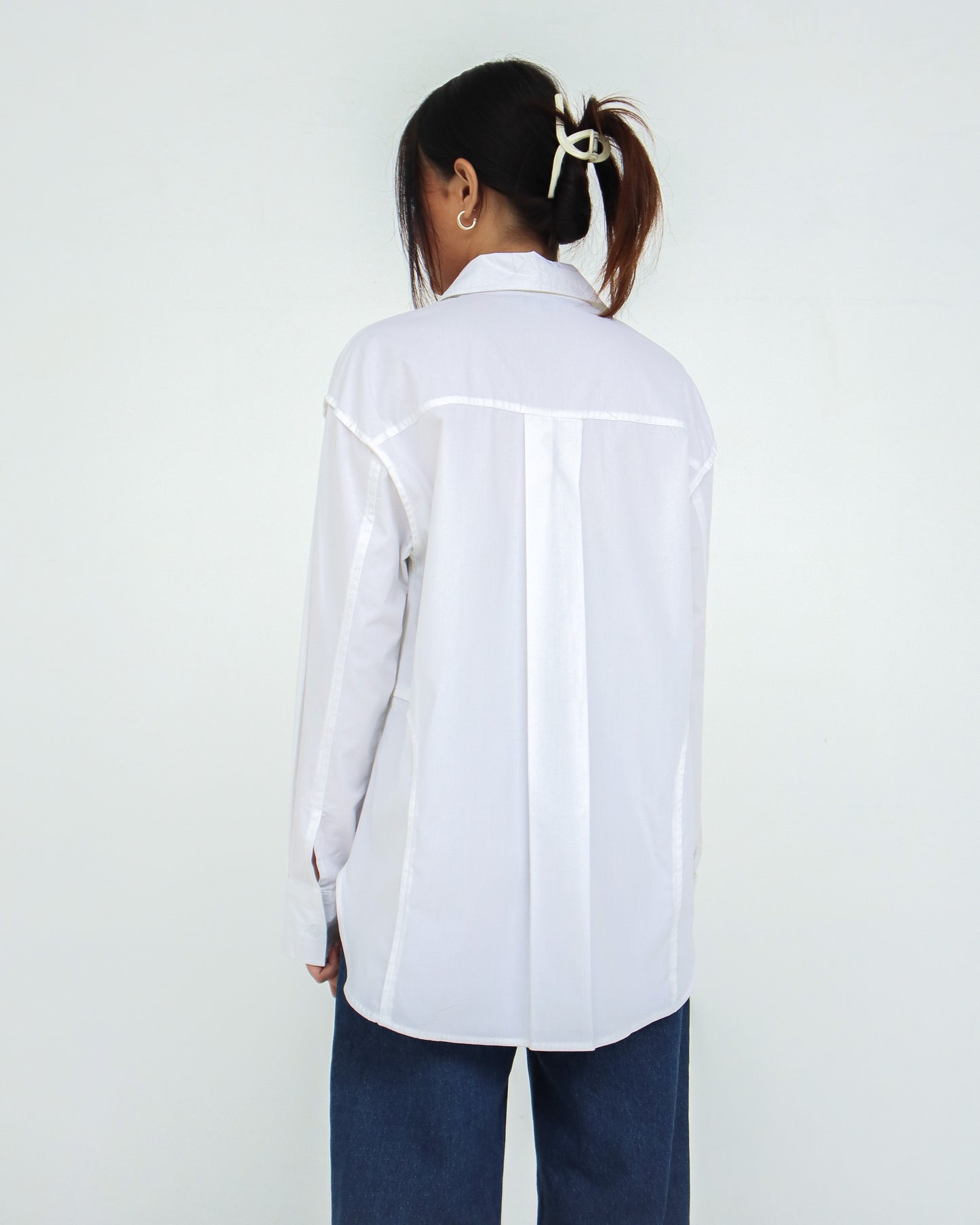 Stovia Crease Side Oversized Shirt Broken White
