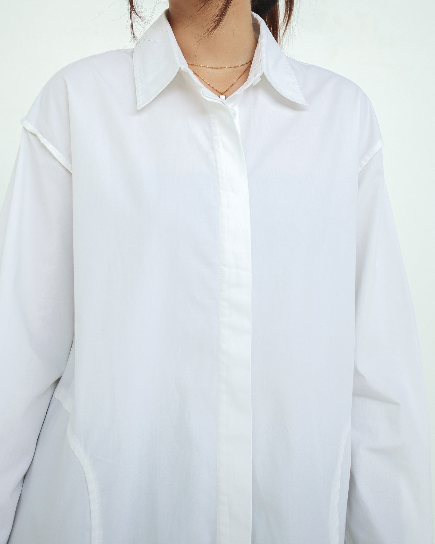 Stovia Crease Side Oversized Shirt Broken White
