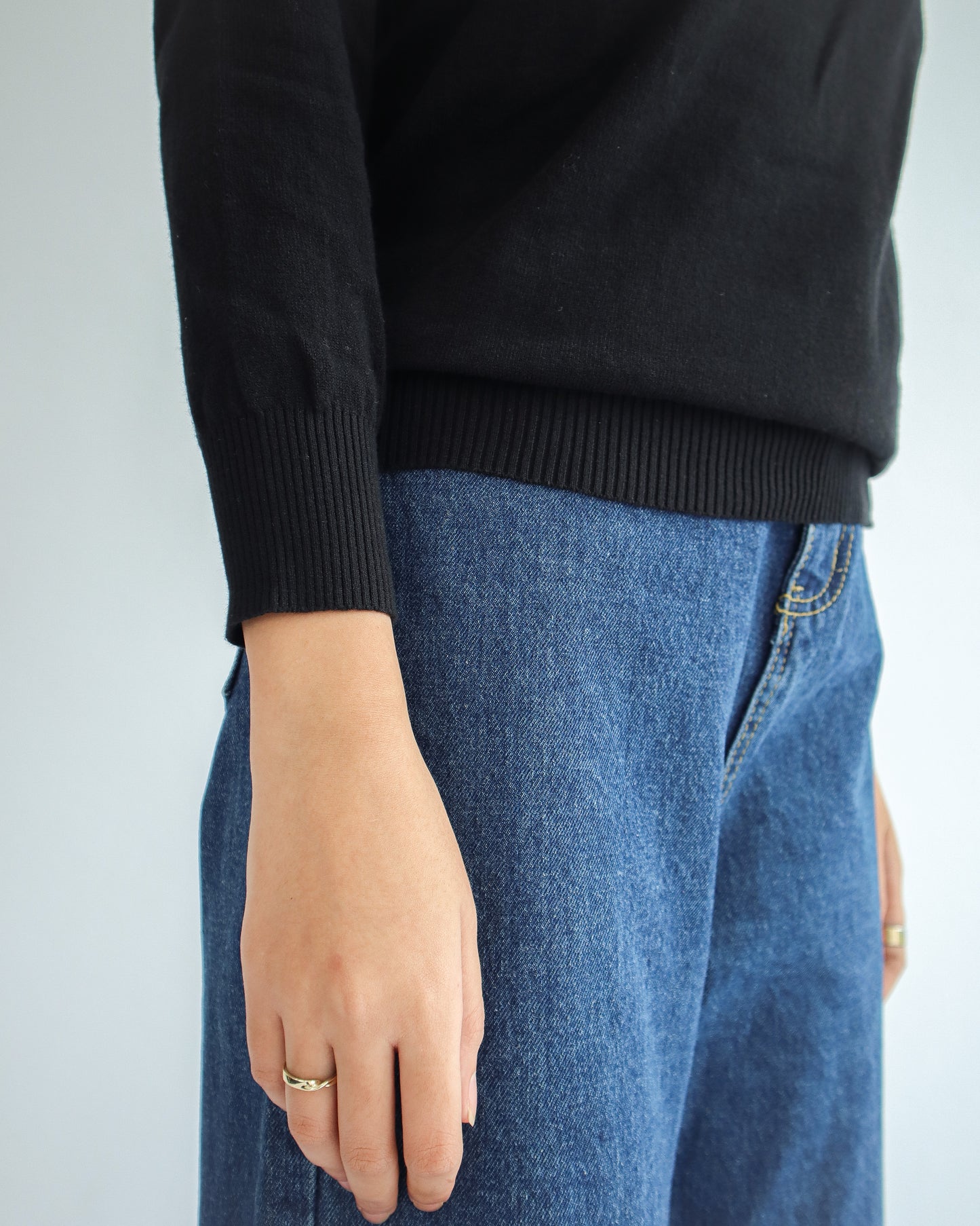 Valeria Mock Neck Knit Sweater - Black