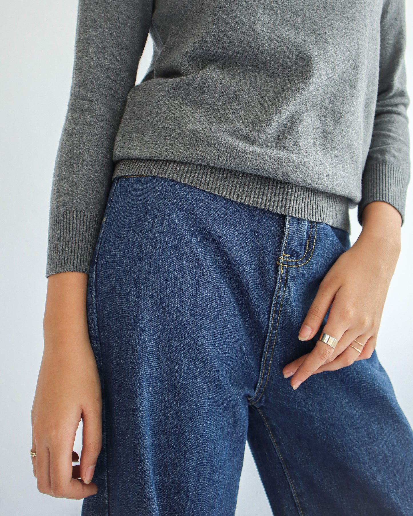 Valeria Mock Neck Knit Sweater - Dark Grey