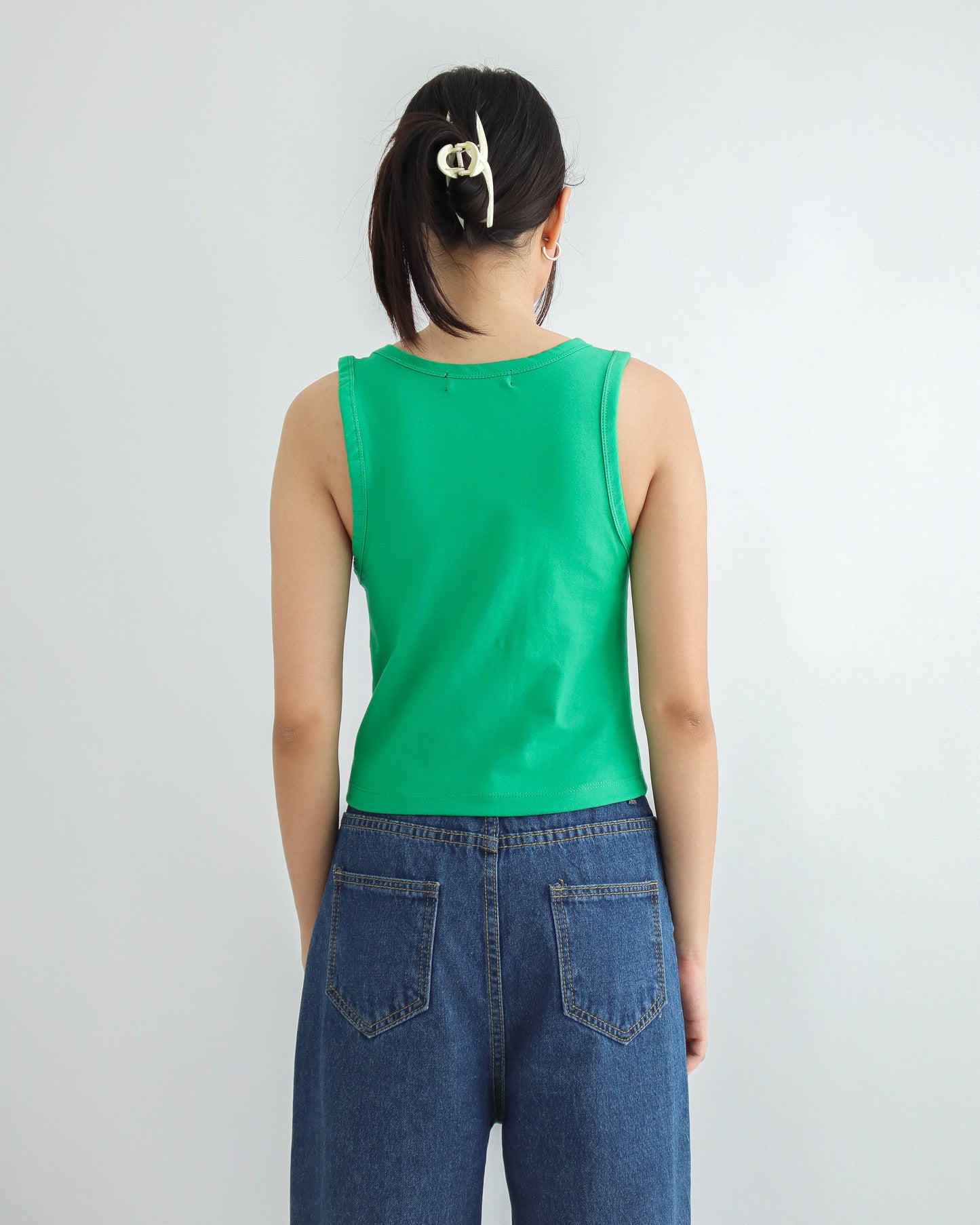 Cecilia Cropped Halter Tank Top - Emerald Green