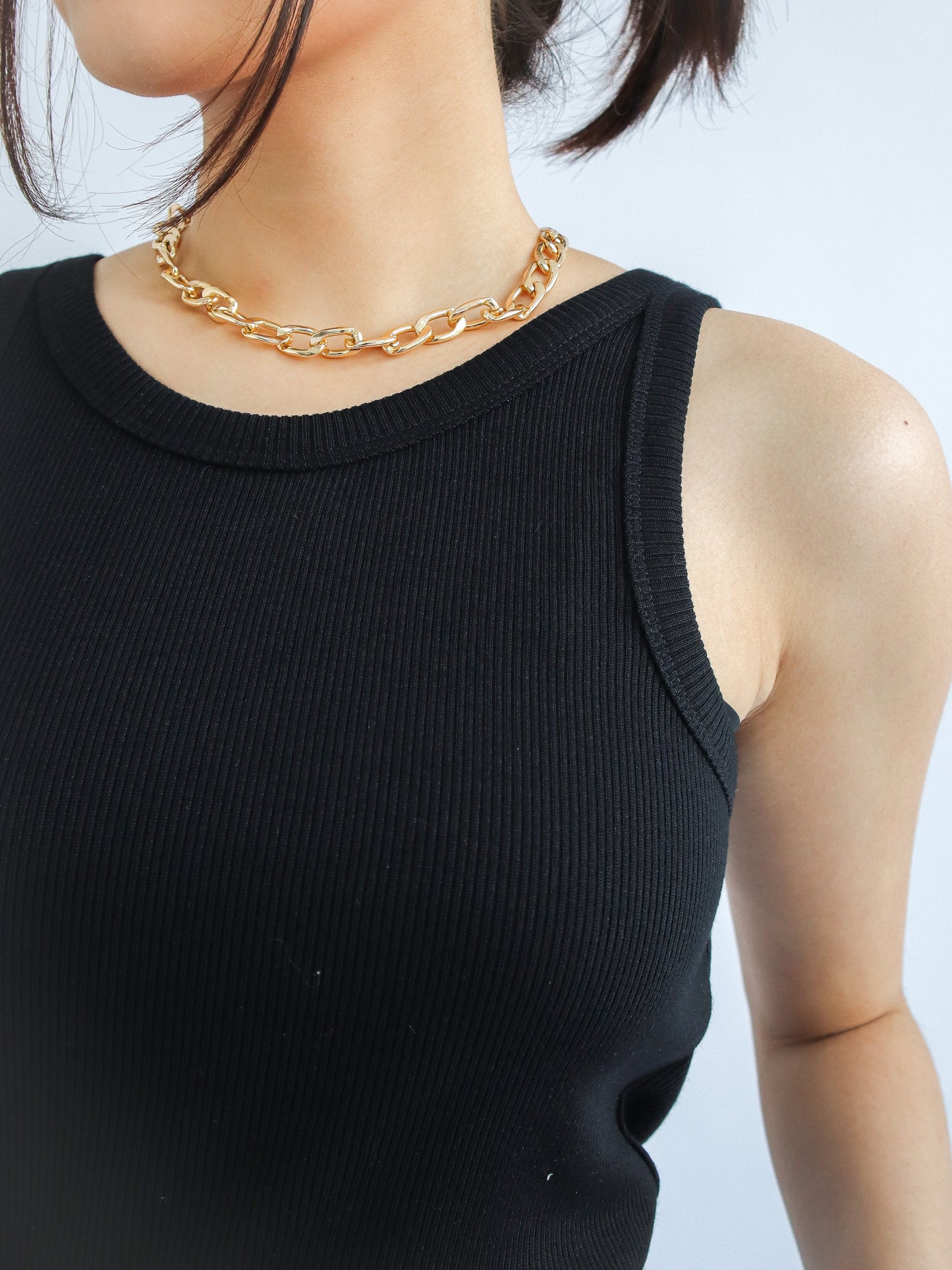 Olivia Ribbed Vest Tank Top - Black