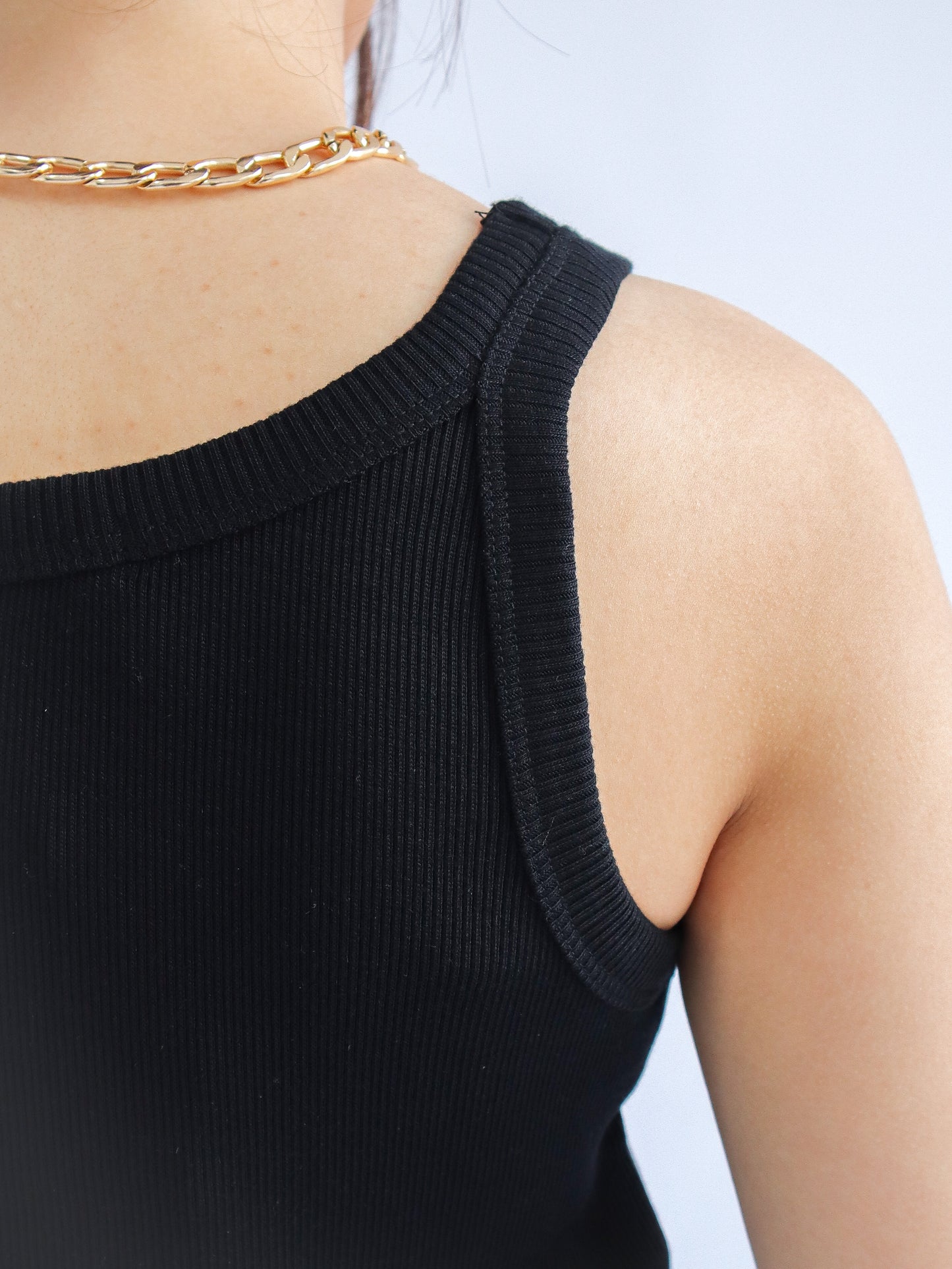 Olivia Ribbed Vest Tank Top - Black