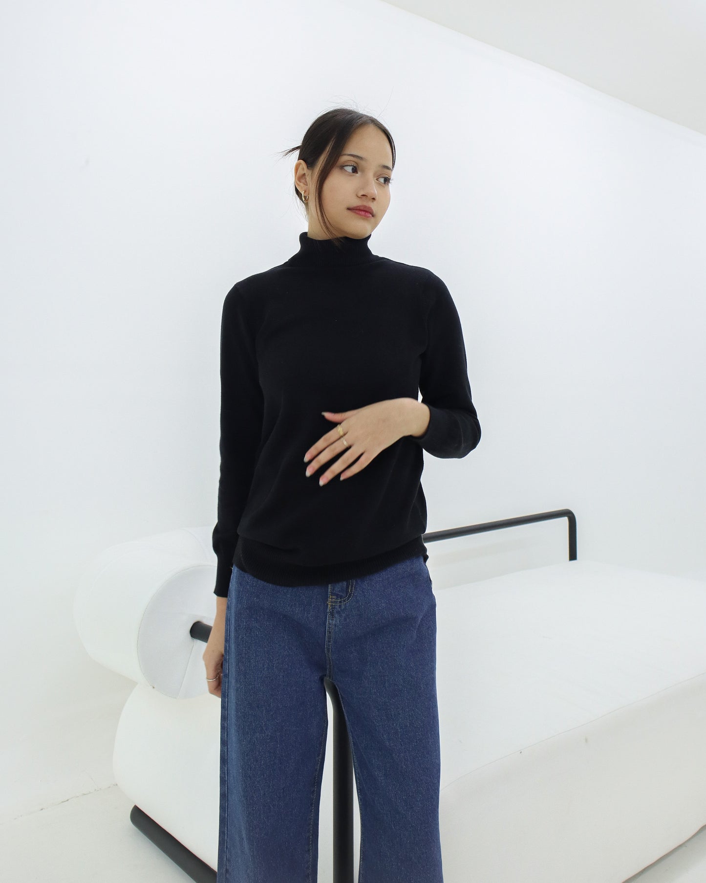 Bia High Neck Soft Knit Sweater Black