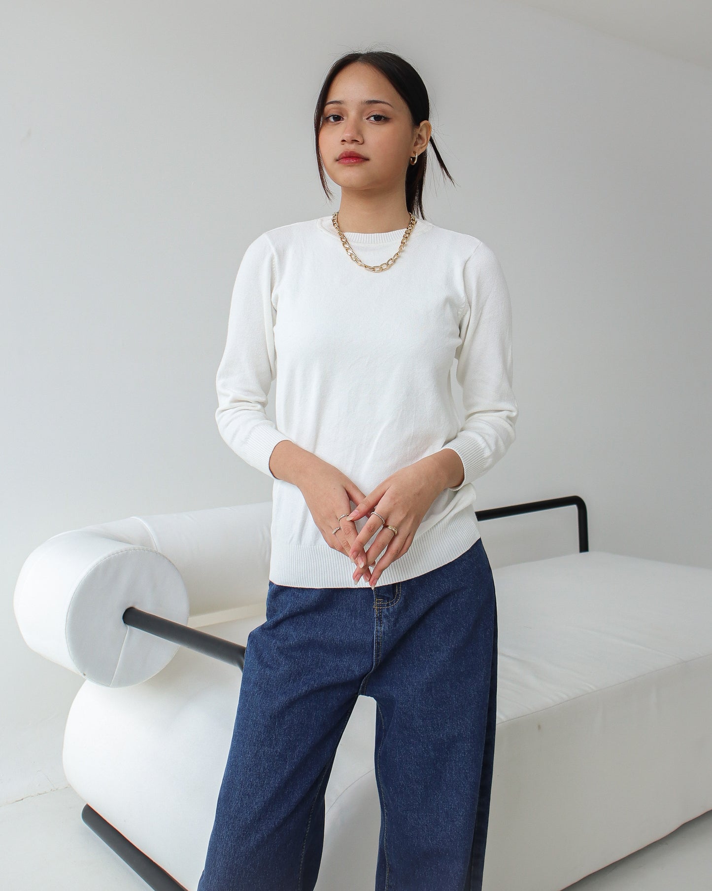 Catania Soft Knit Sweater White