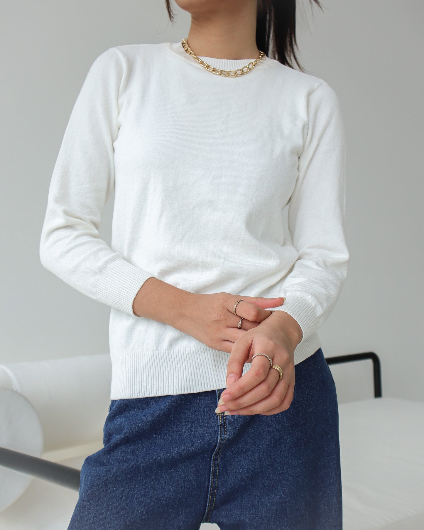 Catania Soft Knit Sweater White