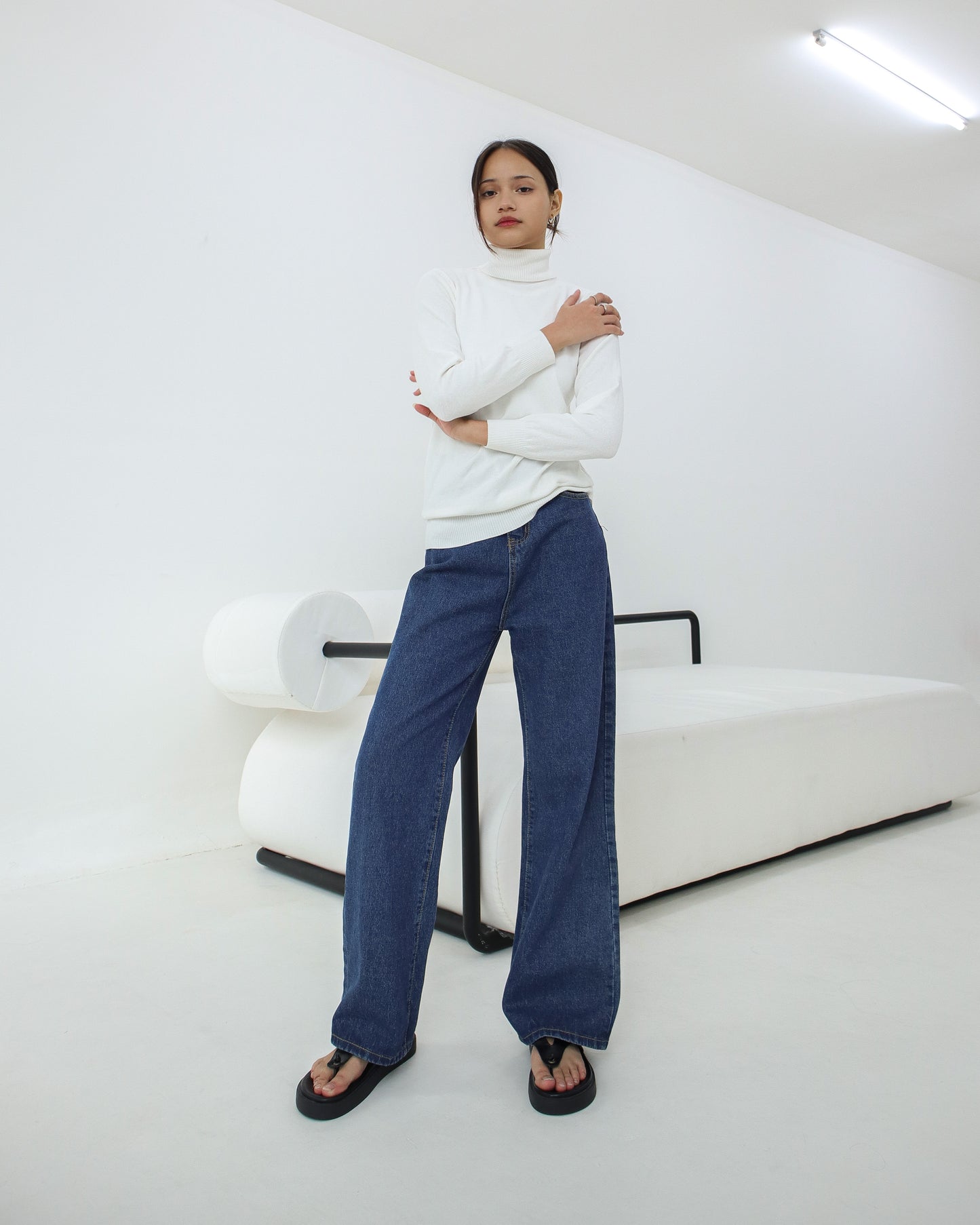 Bia High Neck Soft Knit Sweater - White