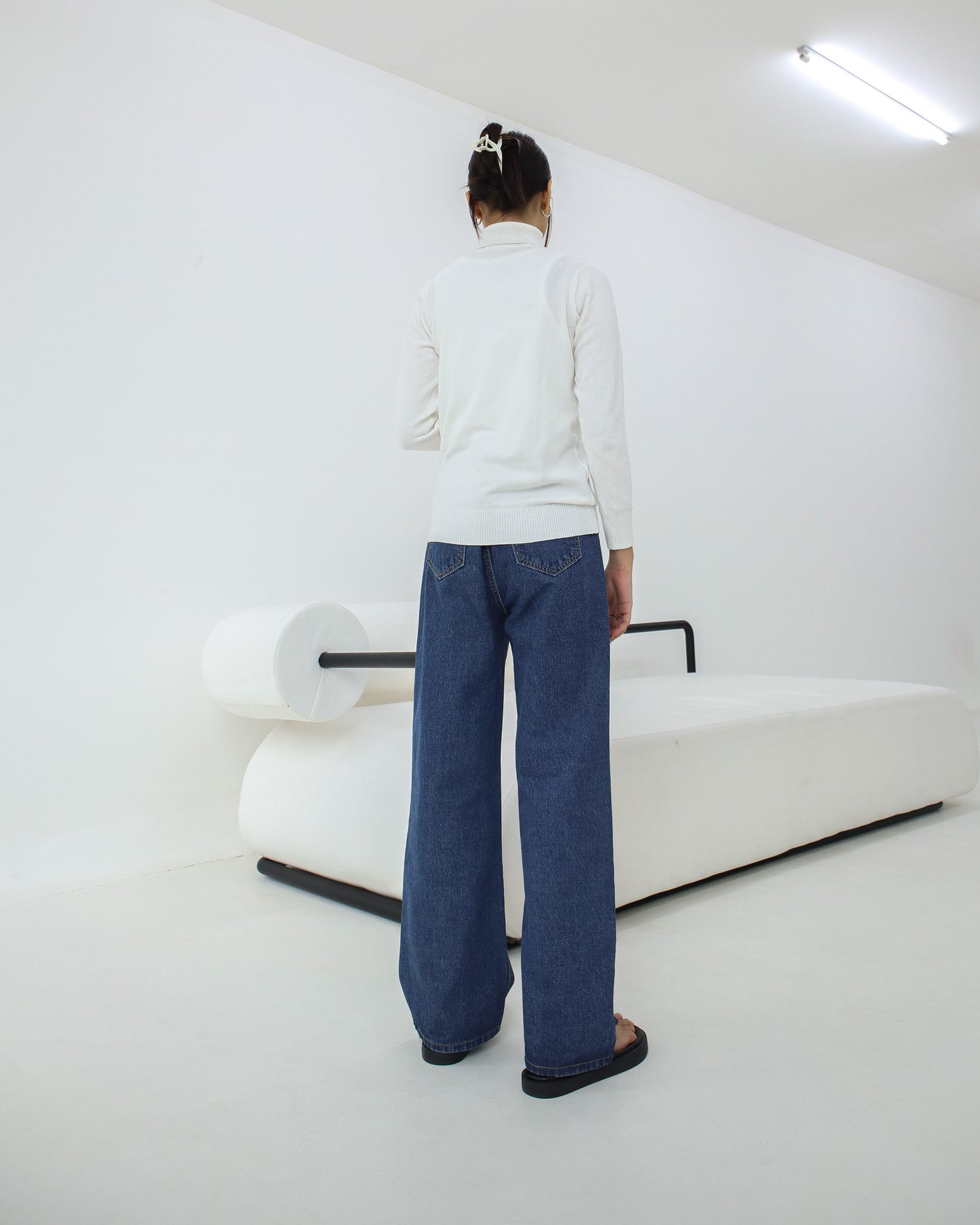 Bia High Neck Soft Knit Sweater - White