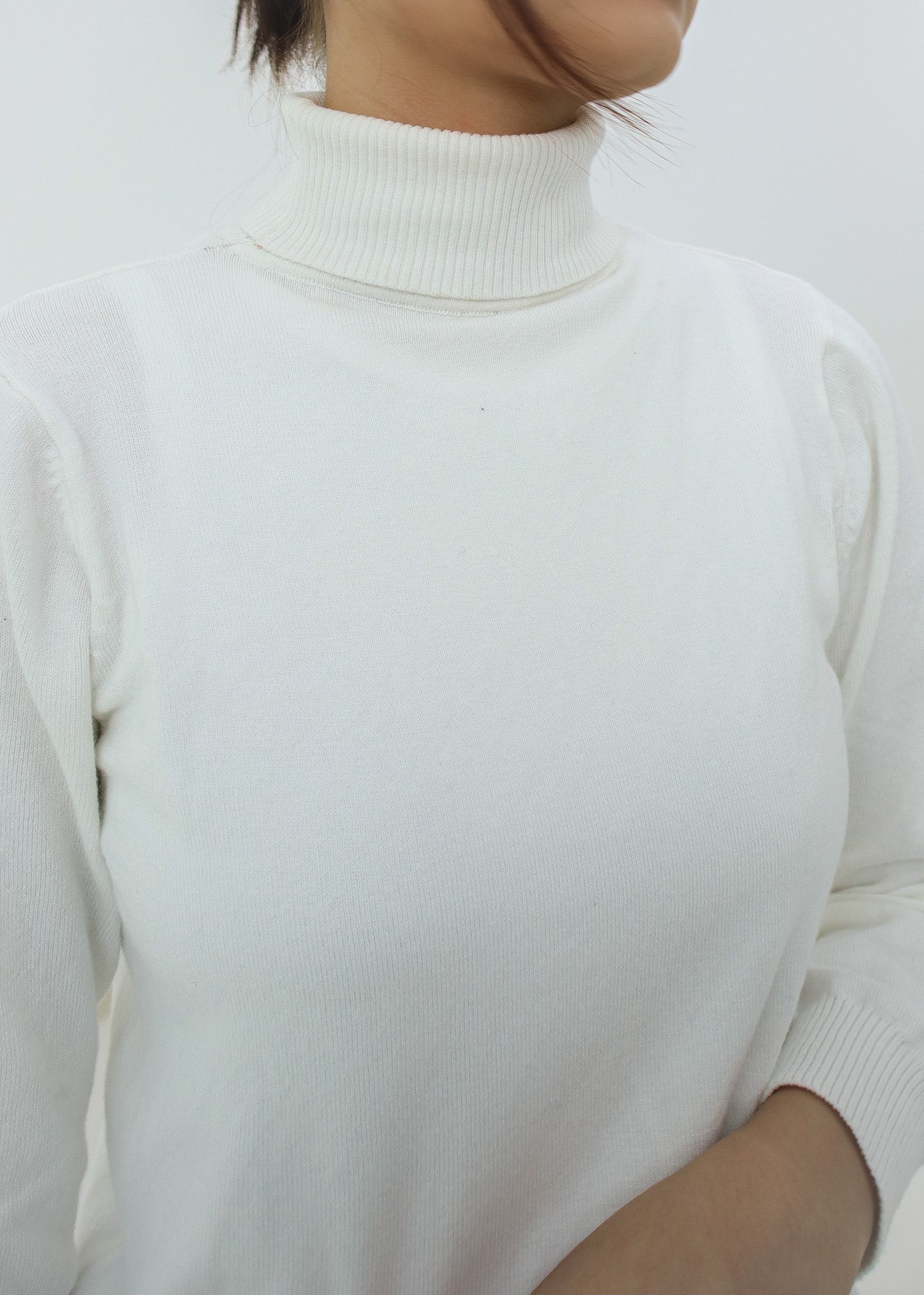 Bia High Neck Soft Knit Sweater - White