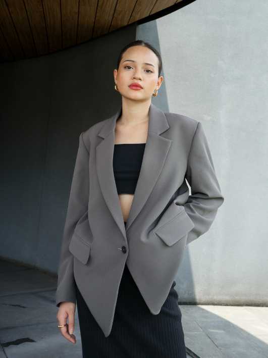 Gracia Oversized Blazer - Dark Grey