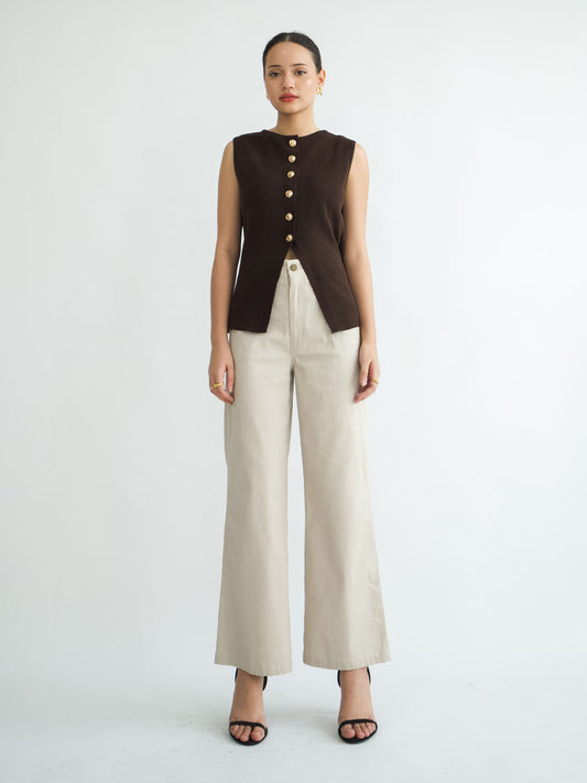 Amaia Wide Leg Twill - Sand
