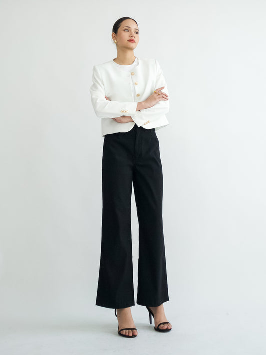 Amaia Wide Leg Twill - Black